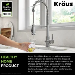 Britt Commercial Style Kitchen Faucet with Integrated Water Filter Spout in Spot Free Stainless Steel Water Filter Faucets