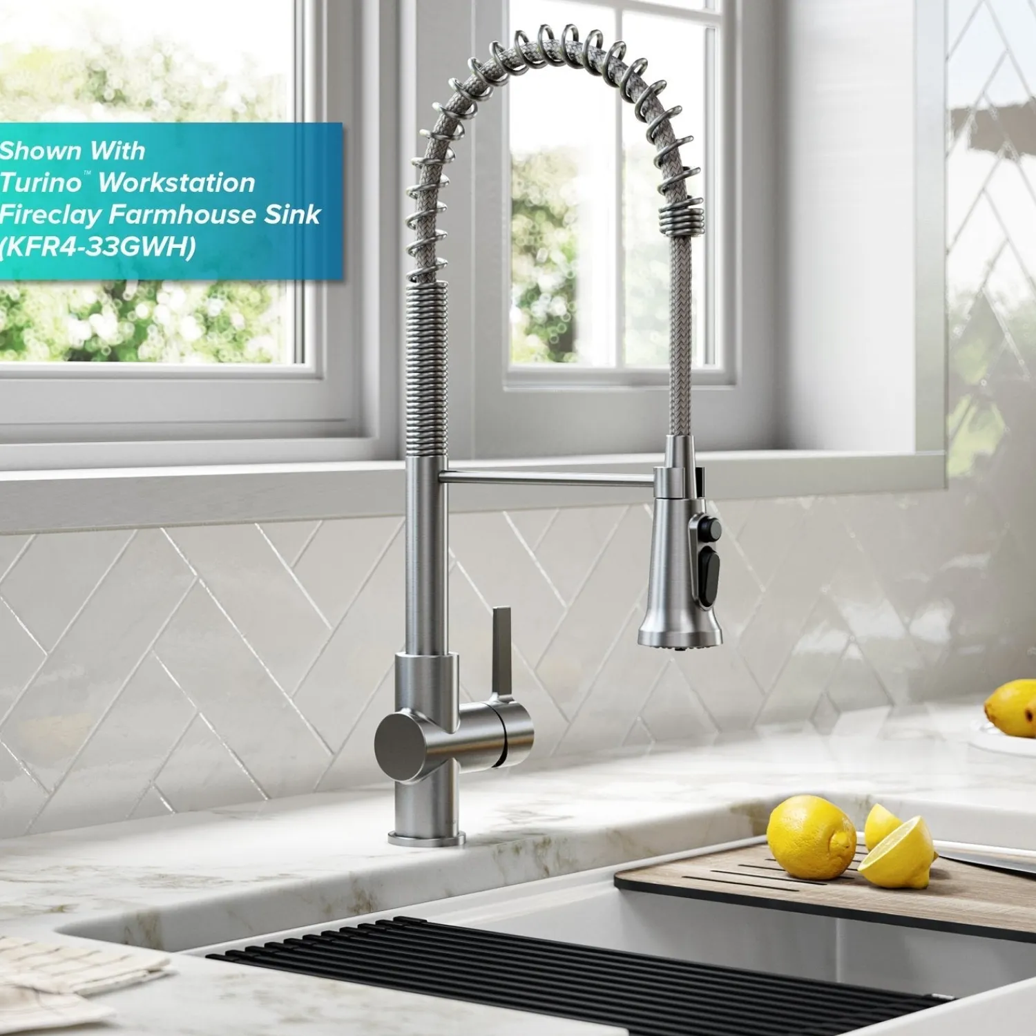 Britt Commercial Style Kitchen Faucet with Integrated Water Filter Spout in Spot Free Stainless Steel Water Filter Faucets