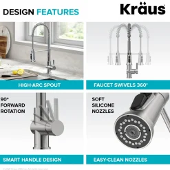 Britt Commercial Style Kitchen Faucet with Integrated Water Filter Spout in Spot Free Stainless Steel Water Filter Faucets