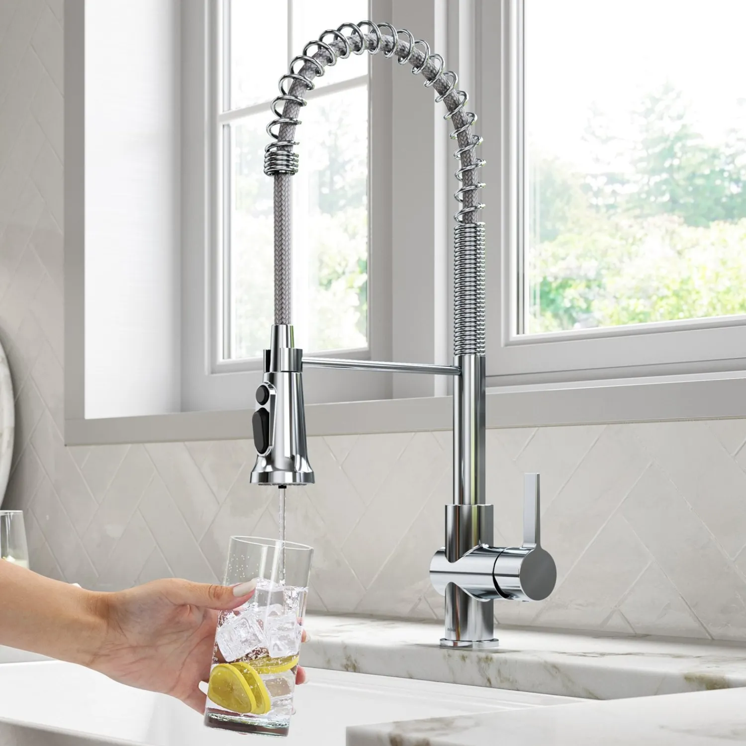 Online Britt Commercial Style Kitchen Faucet with Integrated Water Filter Spout in Chrome Water Filter Faucets