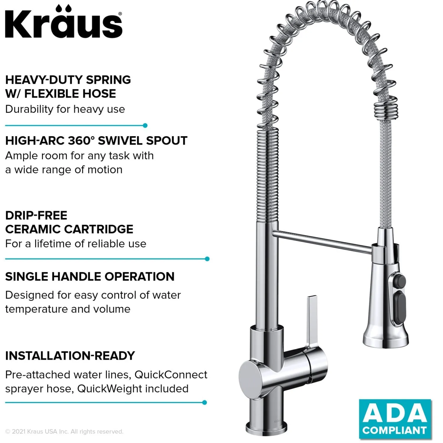 Online Britt Commercial Style Kitchen Faucet with Integrated Water Filter Spout in Chrome Water Filter Faucets