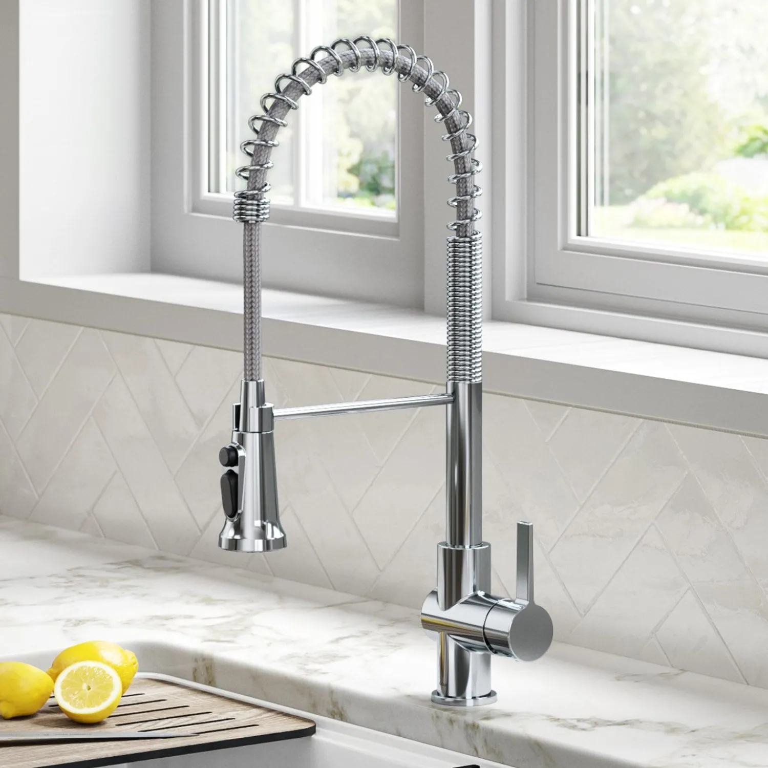 Online Britt Commercial Style Kitchen Faucet with Integrated Water Filter Spout in Chrome Water Filter Faucets