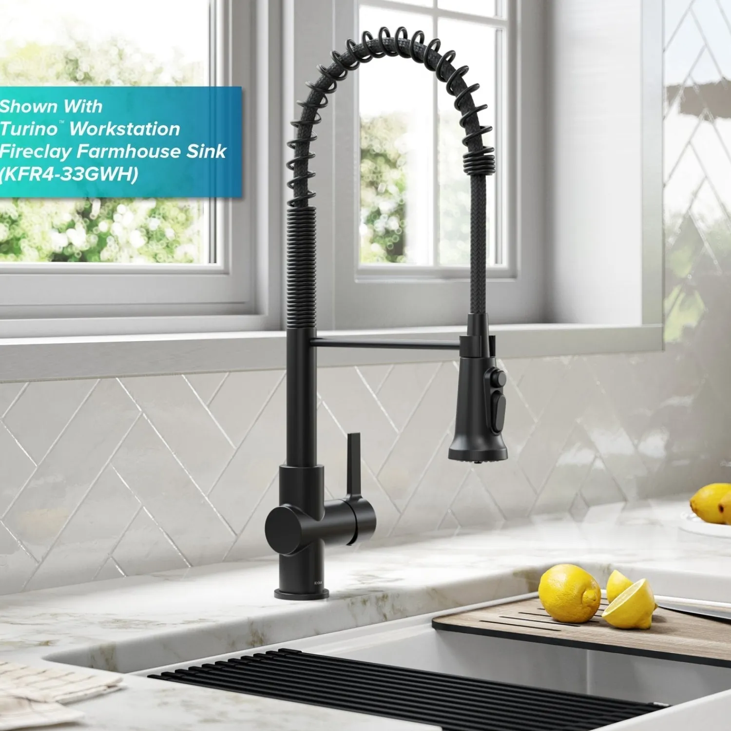 New Britt Commercial Style Kitchen Faucet with Integrated Water Filter Spout in Matte Black Water Filter Faucets