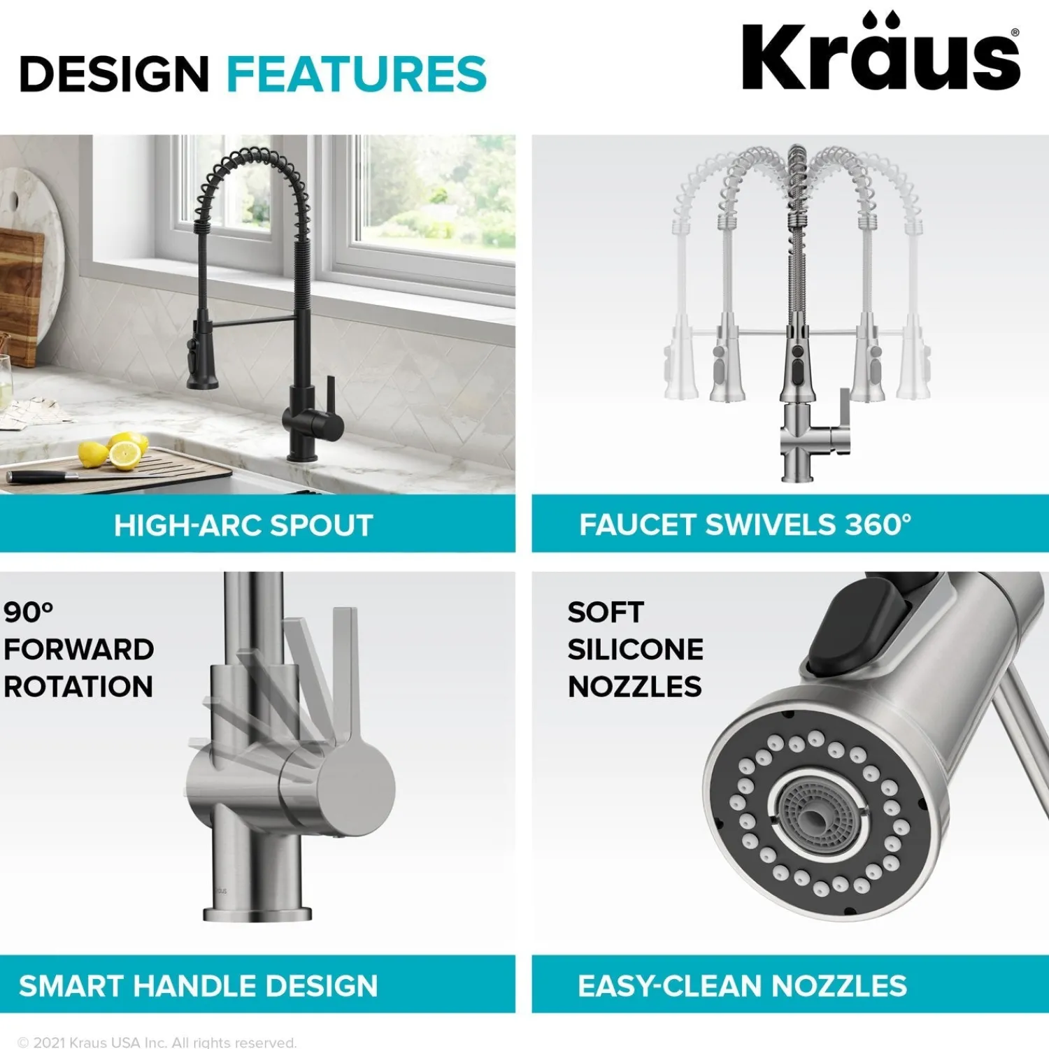 New Britt Commercial Style Kitchen Faucet with Integrated Water Filter Spout in Matte Black Water Filter Faucets