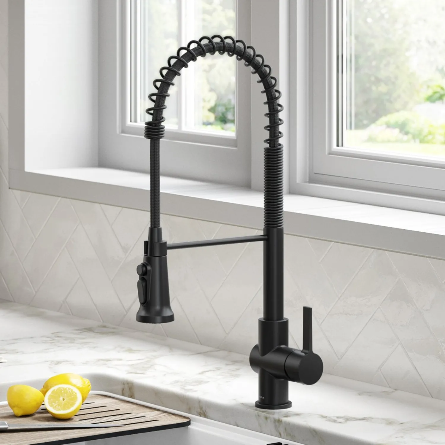 New Britt Commercial Style Kitchen Faucet with Integrated Water Filter Spout in Matte Black Water Filter Faucets