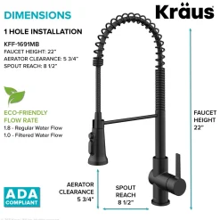 New Britt Commercial Style Kitchen Faucet with Integrated Water Filter Spout in Matte Black Water Filter Faucets