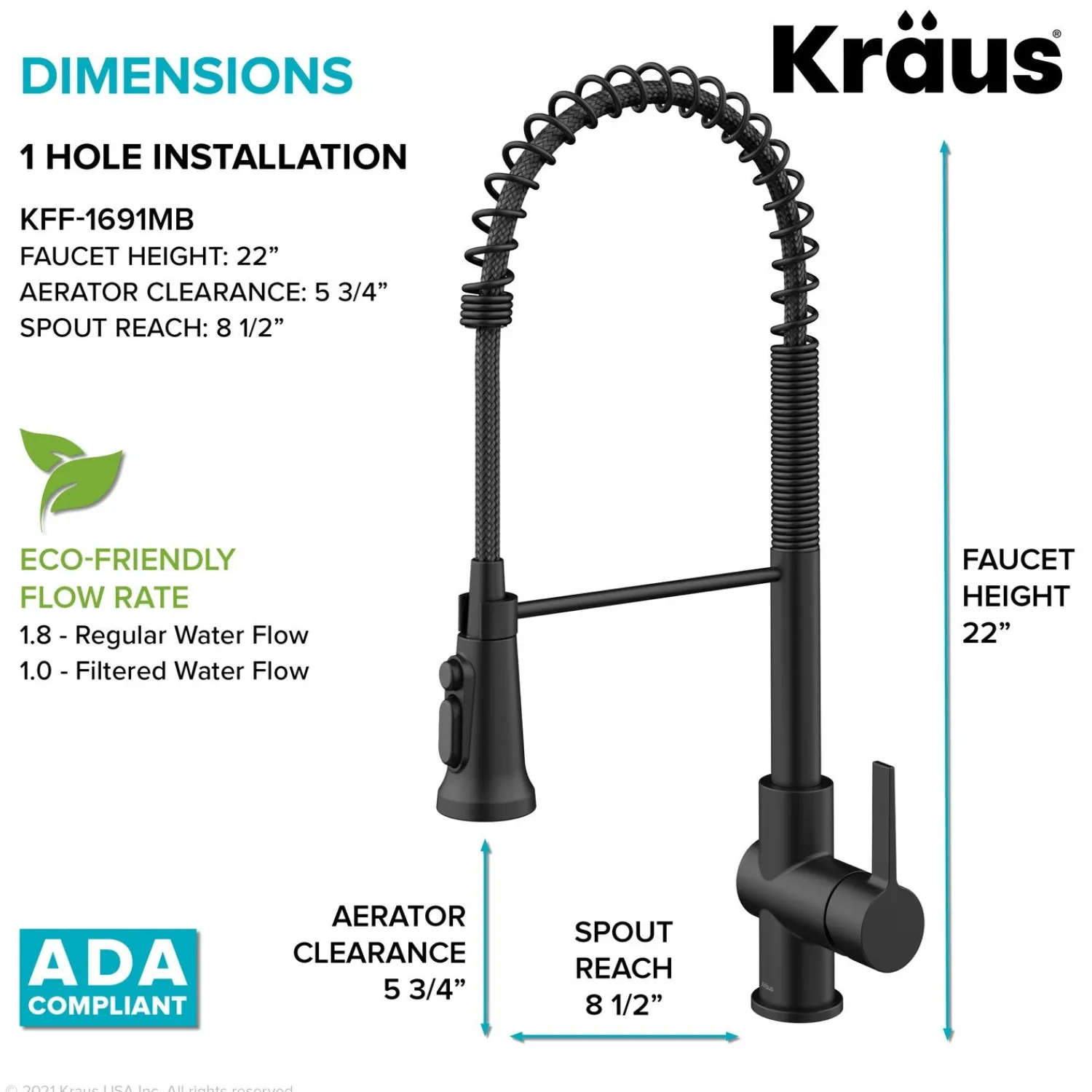 New Britt Commercial Style Kitchen Faucet with Integrated Water Filter Spout in Matte Black Water Filter Faucets