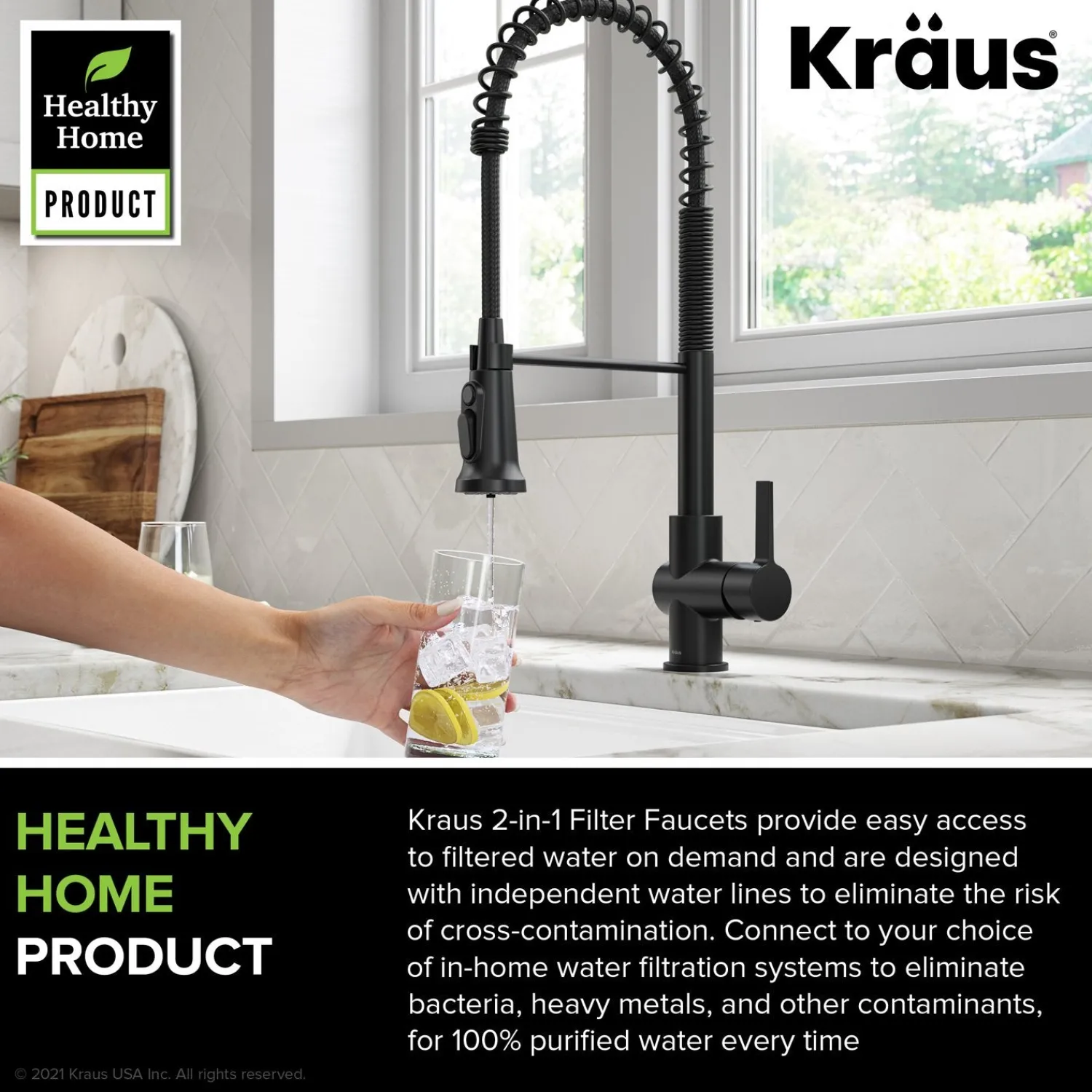 New Britt Commercial Style Kitchen Faucet with Integrated Water Filter Spout in Matte Black Water Filter Faucets