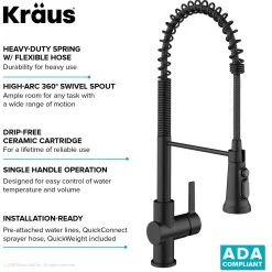 New Britt Commercial Style Kitchen Faucet with Integrated Water Filter Spout in Matte Black Water Filter Faucets