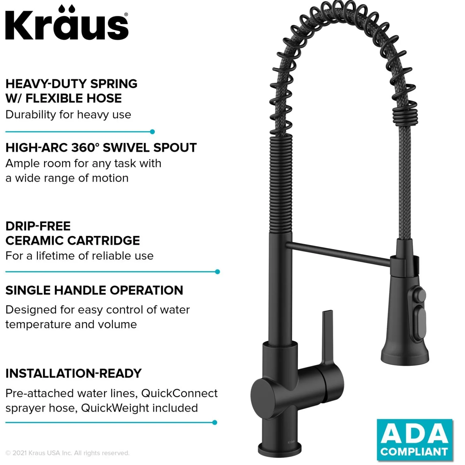 New Britt Commercial Style Kitchen Faucet with Integrated Water Filter Spout in Matte Black Water Filter Faucets