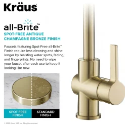 Hot Britt Commercial Style Kitchen Faucet and Purita Water Filter Faucet Combo in Spot Free Antique Champagne Bronze Single Hole|Water Filter Faucets