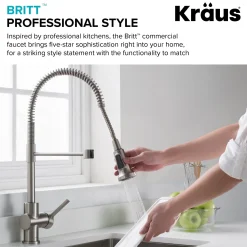 Outlet Britt Commercial Style Kitchen Faucet and Purita Water Filter Faucet Combo in Spot Free Stainless Steel Single Hole|Water Filter Faucets