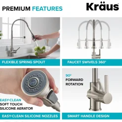 Outlet Britt Commercial Style Kitchen Faucet and Purita Water Filter Faucet Combo in Spot Free Stainless Steel Single Hole|Water Filter Faucets