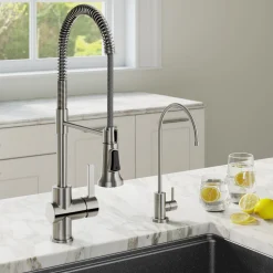 Outlet Britt Commercial Style Kitchen Faucet and Purita Water Filter Faucet Combo in Spot Free Stainless Steel Single Hole|Water Filter Faucets