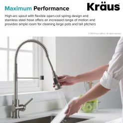 Discount Britt Single Handle Commercial Kitchen Faucet with Deck Plate and Soap Dispenser in all-Brite Spot Free Stainless Steel Single Hole