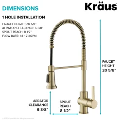 Online Britt Single Handle Commercial Kitchen Faucet with Deck Plate and Soap Dispenser in Spot Free Antique Champagne Bronze Single Hole
