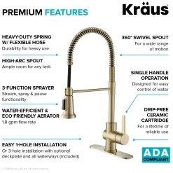 Online Britt Single Handle Commercial Kitchen Faucet with Deck Plate and Soap Dispenser in Spot Free Antique Champagne Bronze Single Hole