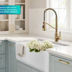 Sale Britt Single Handle Pull Down Kitchen Faucet in Spot-Free Brushed Brass Single Hole
