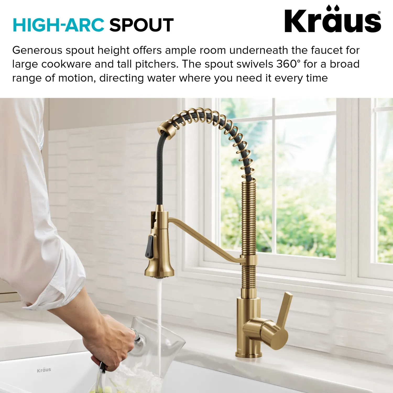 Sale Britt Single Handle Pull Down Kitchen Faucet in Spot-Free Brushed Brass Single Hole