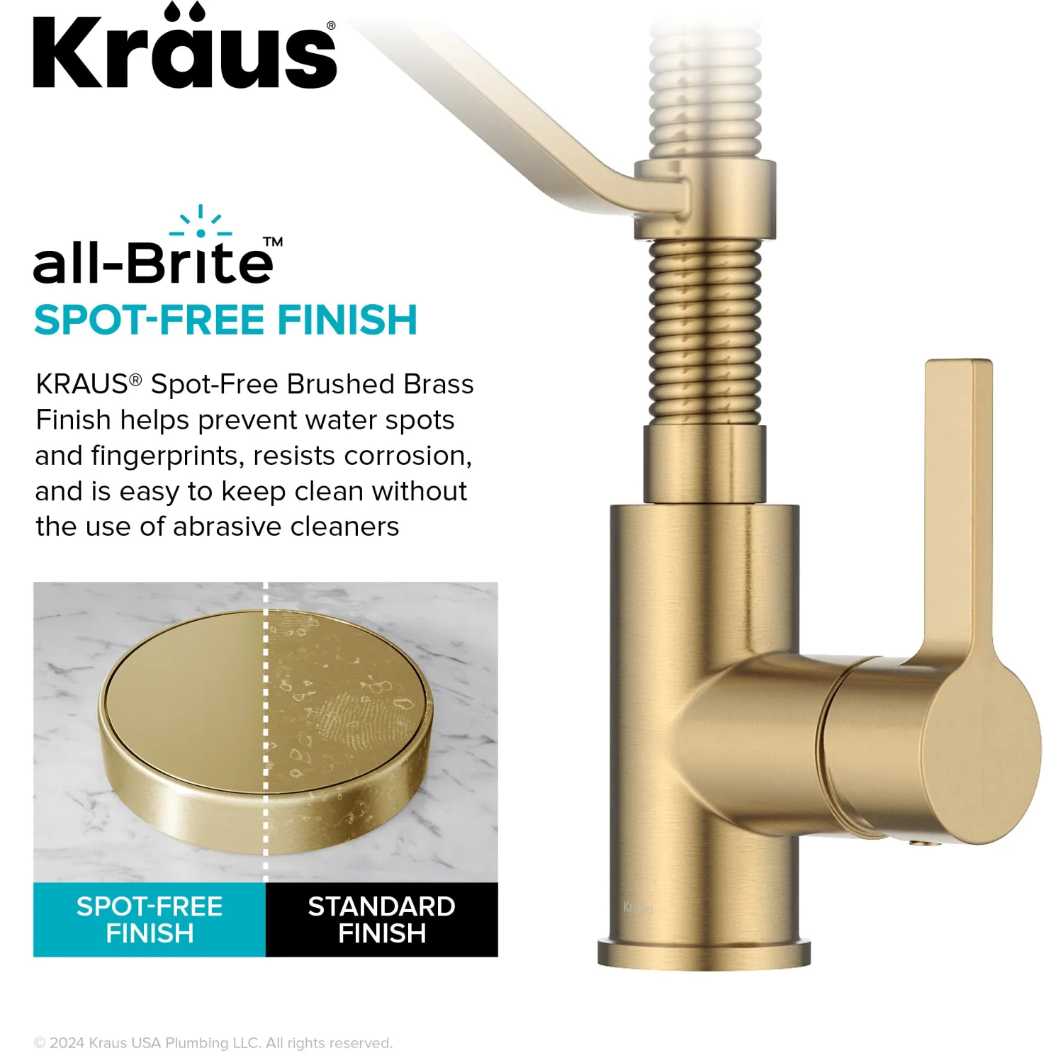 Sale Britt Single Handle Pull Down Kitchen Faucet in Spot-Free Brushed Brass Single Hole