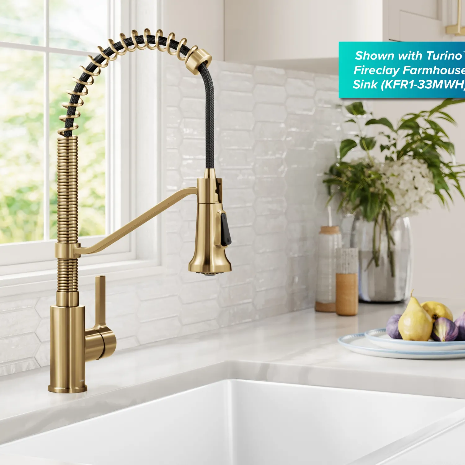 Sale Britt Single Handle Pull Down Kitchen Faucet in Spot-Free Brushed Brass Single Hole
