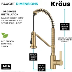 Sale Britt Single Handle Pull Down Kitchen Faucet in Spot-Free Brushed Brass Single Hole