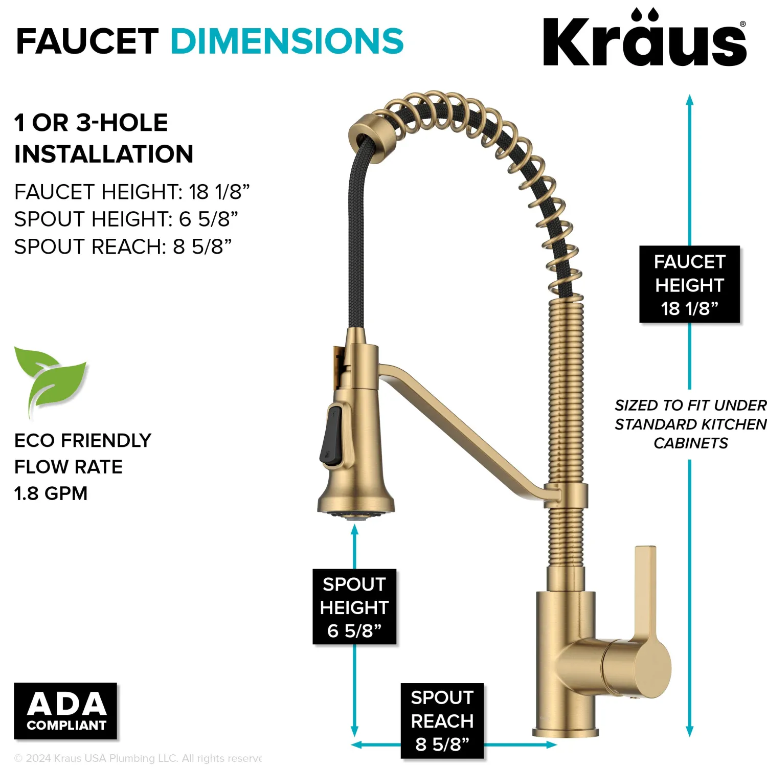 Sale Britt Single Handle Pull Down Kitchen Faucet in Spot-Free Brushed Brass Single Hole