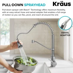 Sale Britt Single Handle Pull Down Kitchen Faucet in Spot-Free Brushed Brass Single Hole