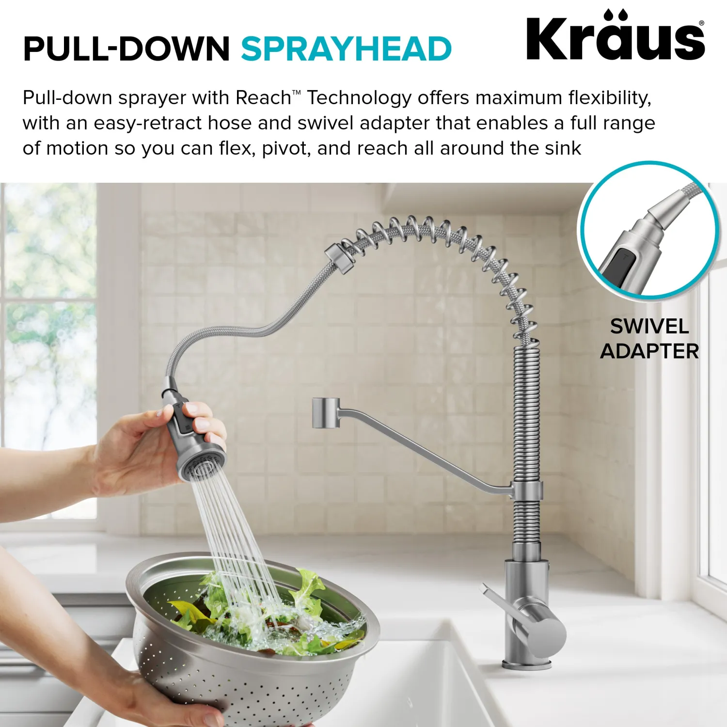 Sale Britt Single Handle Pull Down Kitchen Faucet in Spot-Free Brushed Brass Single Hole