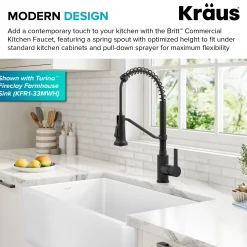 Britt Single Handle Pull Down Kitchen Faucet in Matte Black Single Hole