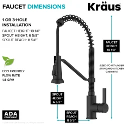 Britt Single Handle Pull Down Kitchen Faucet in Matte Black Single Hole