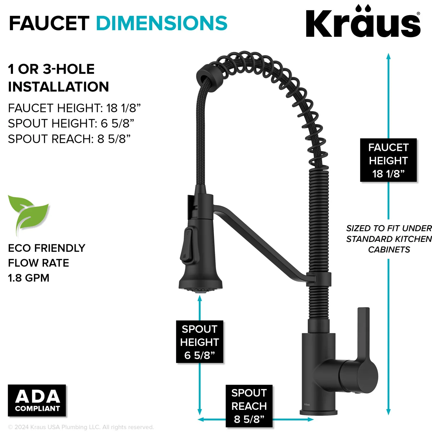 Britt Single Handle Pull Down Kitchen Faucet in Matte Black Single Hole