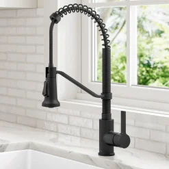 Britt Single Handle Pull Down Kitchen Faucet in Matte Black Single Hole