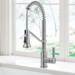 Clearance Britt Single Handle Pull Down Kitchen Faucet in Spot-Free Stainless Steel Single Hole