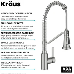 Clearance Britt Single Handle Pull Down Kitchen Faucet in Spot-Free Stainless Steel Single Hole