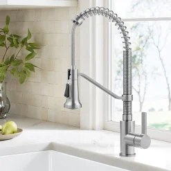 Clearance Britt Single Handle Pull Down Kitchen Faucet in Spot-Free Stainless Steel Single Hole