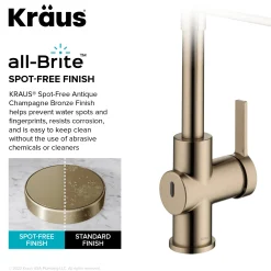 Hot Britt Touchless Pull-Down Single Handle Faucet in Spot Free Antique Champagne Bronze Touchless, Sensor And Tap Activated Kitchen Faucets|Single Hole