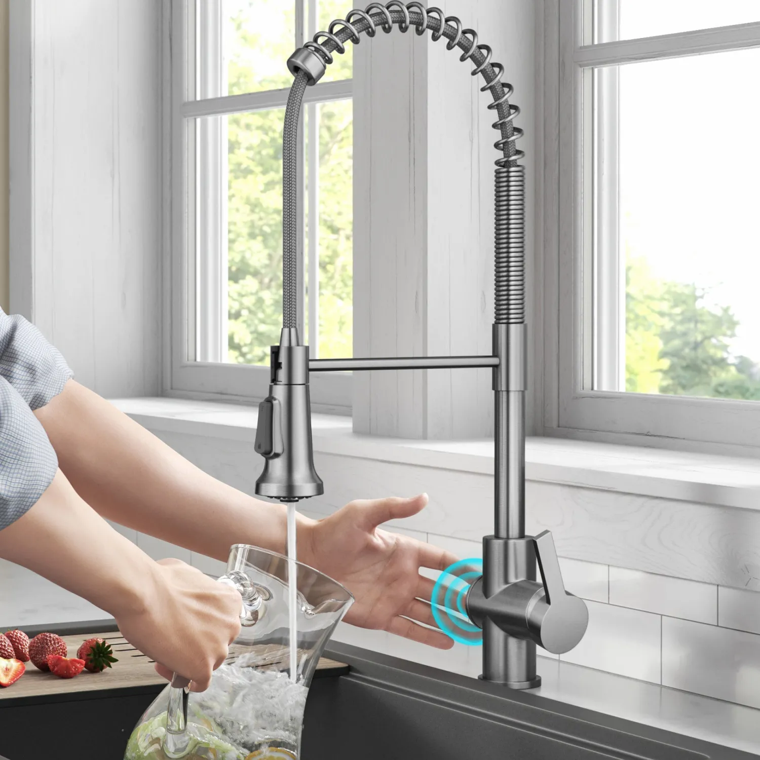 Best Britt Touchless Pull-Down Single Handle Faucet in Spot Free Stainless Steel Touchless, Sensor And Tap Activated Kitchen Faucets|Single Hole