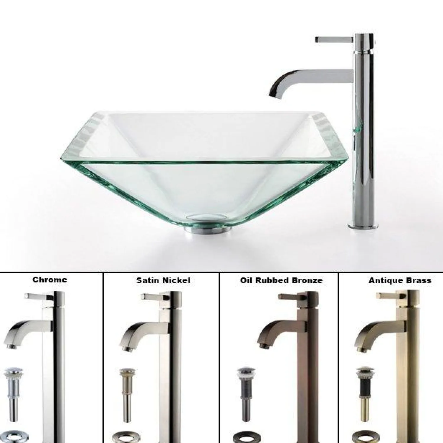 Best Clear Aquamarine Glass Vessel Sink and Ramus Faucet Sink And Faucet Combos
