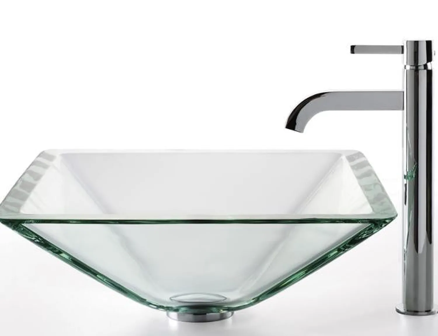 Best Clear Aquamarine Glass Vessel Sink and Ramus Faucet Sink And Faucet Combos
