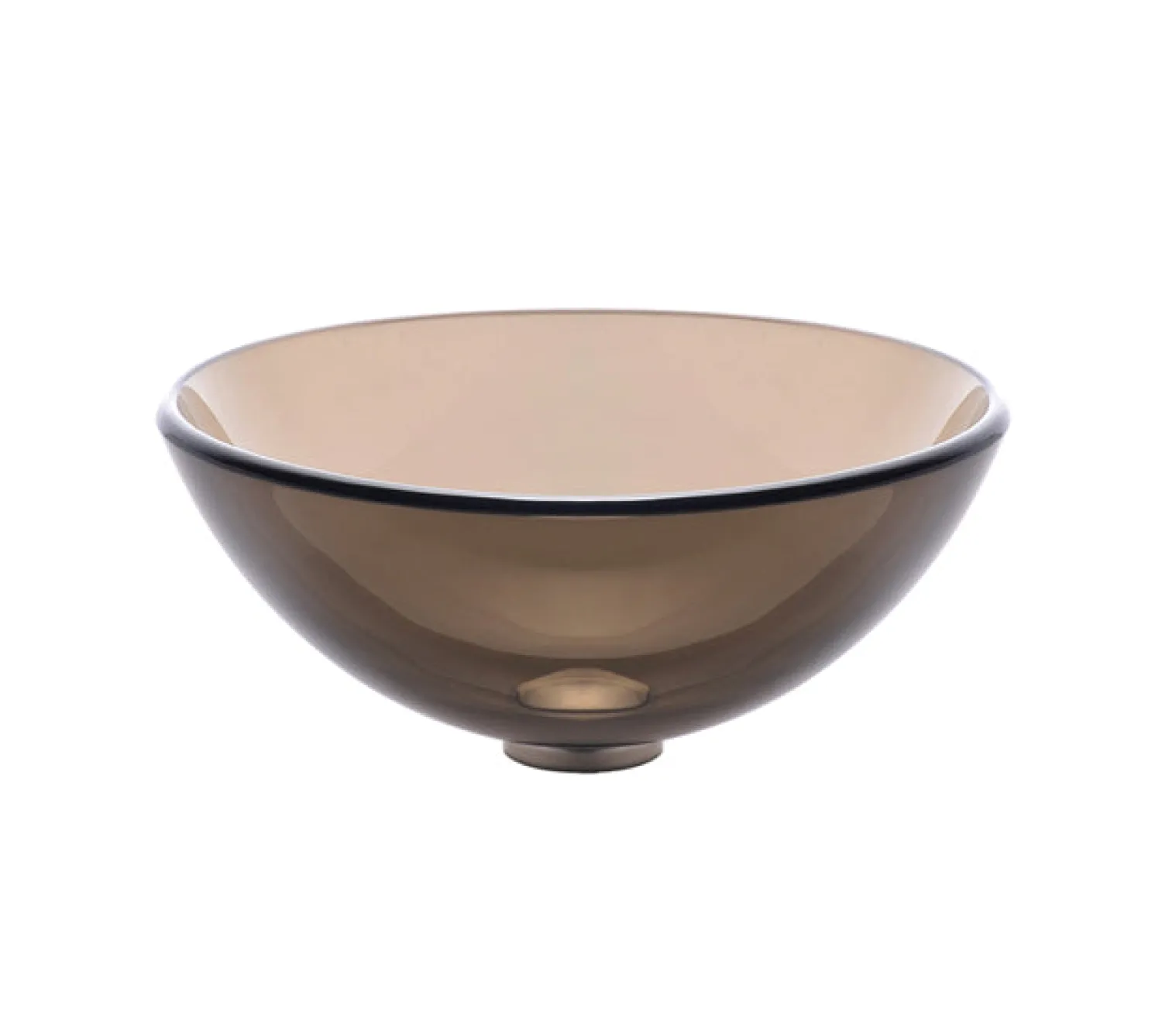 Discount Clear Brown 14" Glass Vessel Bathroom Sink with PU-MR Above Counter / Vessel Sinks
