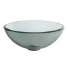 Sale Clear 14" Glass Vessel Bathroom Sink with PU-MR Above Counter / Vessel Sinks