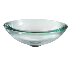 Online Clear 34mm edge Glass Vessel Bathroom Sink with PU-MR Above Counter / Vessel Sinks