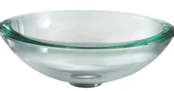 Online Clear 34mm edge Glass Vessel Bathroom Sink with PU-MR Above Counter / Vessel Sinks