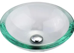 Online Clear 34mm edge Glass Vessel Bathroom Sink with PU-MR Above Counter / Vessel Sinks