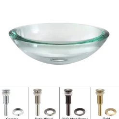 Online Clear 34mm edge Glass Vessel Bathroom Sink with PU-MR Above Counter / Vessel Sinks