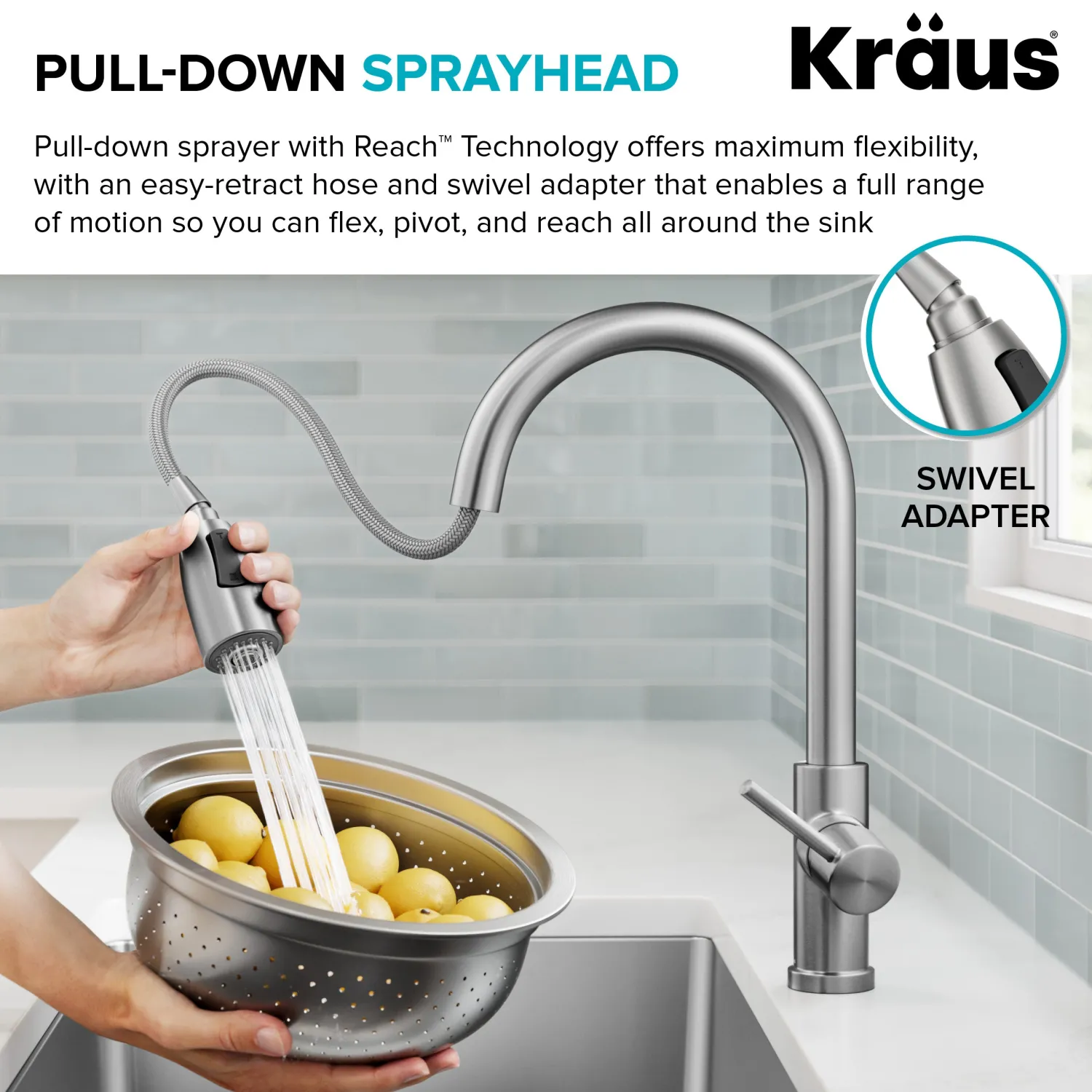 Best Coda Commercial Style Single Handle Pull Down Kitchen Faucet in Brushed Brass Single Hole
