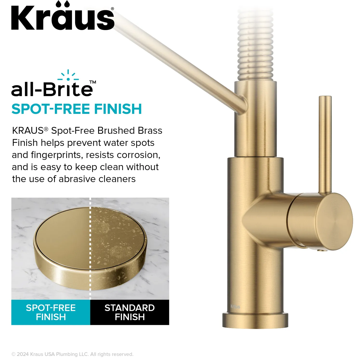 Best Coda Commercial Style Single Handle Pull Down Kitchen Faucet in Brushed Brass Single Hole