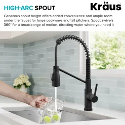 Outlet Coda Commercial Style Single Handle Pull Down Kitchen Faucet in Matte Black Single Hole