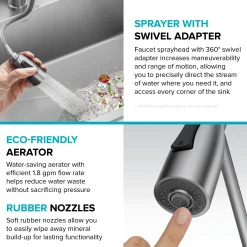 Outlet Coda Commercial Style Single Handle Pull Down Kitchen Faucet in Matte Black Single Hole